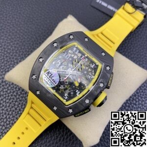 KV Factory Replica Richard Mille Watches RM11 Yellow Rubber Strap