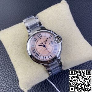 AF Factory Replica Ballon Bleu De Cartier WSBB0046 Pink Dial Size 33mm