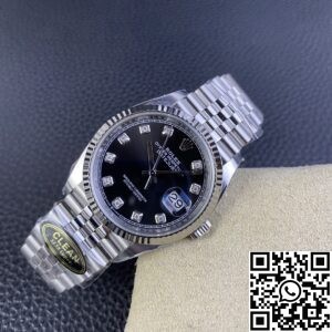 Clean Factory Replica Rolex Datejust M126234-0027 Black Diamond Dial