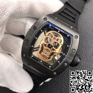 ZF Factory Replica Richard Mille RM052-01 Series Black Ceramic Rose Gold Skull Dial