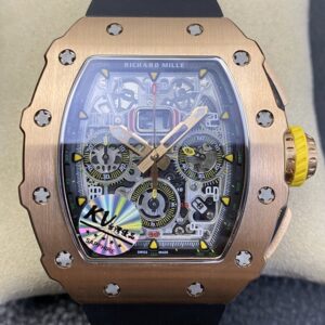 KV Factory Replica Richard Mille RM011 Rose Gold Black Rubber Strap Case