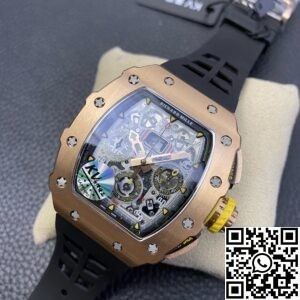 KV Factory Replica Richard Mille RM011 Rose Gold Black Rubber Strap Case