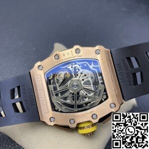 KV Factory Replica Richard Mille RM011 Rose Gold Black Rubber Strap Case