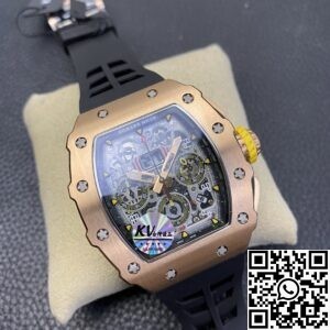KV Factory Replica Richard Mille RM011 Rose Gold Black Rubber Strap Case
