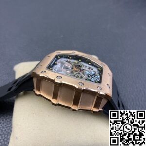 KV Factory Replica Richard Mille RM011 Rose Gold Black Rubber Strap Case