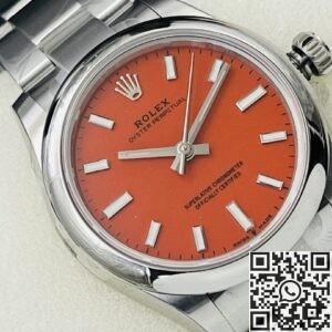 EW Factory Replica Rolex Oyster Perpetual M126000-0007 Coral Red Dial Series 36mm