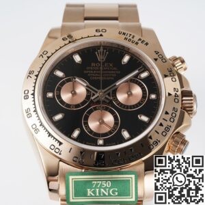 King Factory Replica Rolex Cosmograph Daytona M116505-0015 Black Dial Rose Gold