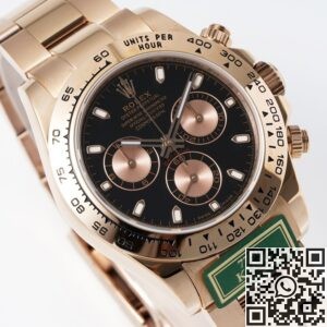 King Factory Replica Rolex Cosmograph Daytona M116505-0015 Black Dial Rose Gold
