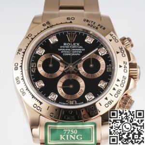 King Factory Replica Rolex Cosmograph Daytona M116505-0015 Black Dial Rose Gold