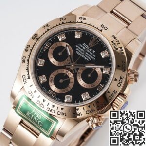 King Factory Replica Rolex Cosmograph Daytona M116505-0015 Black Dial Rose Gold