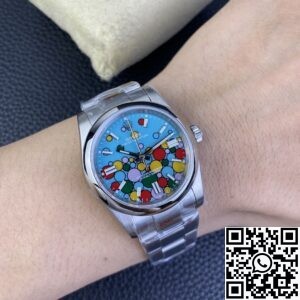 EW Factory Replica Rolex Oyster Perpetual M126000-0009 Turquoise Blue Dial 36MM