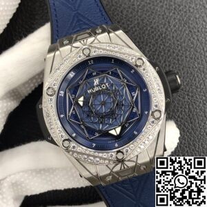 WWF Factory Hublot Big Bang Replica Watches Blue Dial Diamond Set