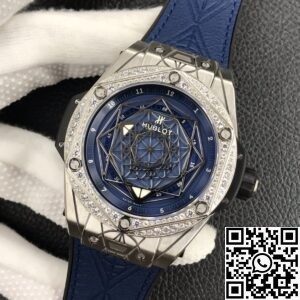 WWF Factory Hublot Big Bang Replica Watches Blue Dial Diamond Set
