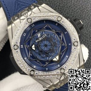 WWF Factory Hublot Big Bang Replica Watches Blue Dial Diamond Set