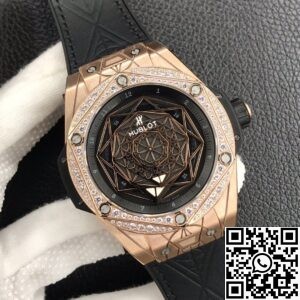 WWF Factory Hublot Big Bang Replica Watches Gold Case Diamonds
