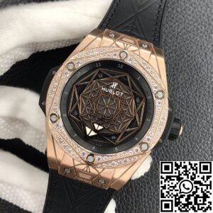 WWF Factory Hublot Big Bang Replica Watches Gold Case Diamonds