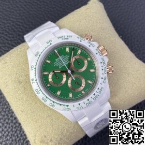 AET Custom Replica Rolex Daytona White Ceramics Green Dial