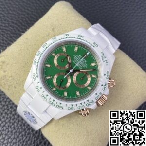 AET Custom Replica Rolex Daytona White Ceramics Green Dial