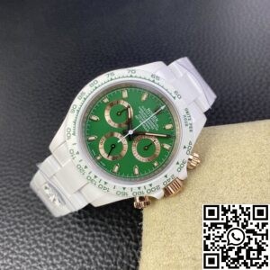 AET Custom Replica Rolex Daytona White Ceramics Green Dial