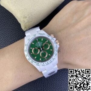 AET Custom Replica Rolex Daytona White Ceramics Green Dial