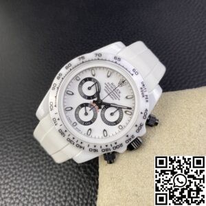5G Custom Replica Rolex Daytona White Ceramic Rubber Strap