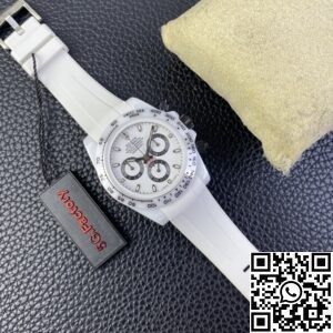 5G Custom Replica Rolex Daytona White Ceramic Rubber Strap