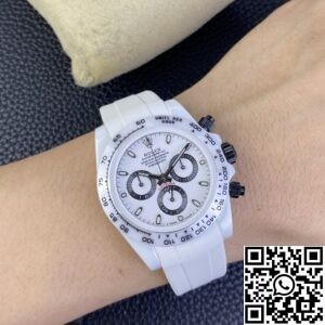 5G Custom Replica Rolex Daytona White Ceramic Rubber Strap