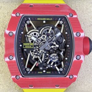 T+ Factory Richard Mille Replica Watches RM35-02 Carbon Fiber Case Yellow Tape