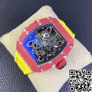T+ Factory Richard Mille Replica Watches RM35-02 Carbon Fiber Case Yellow Tape