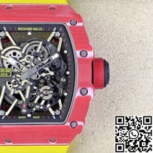 T+ Factory Richard Mille Replica Watches RM35-02 Carbon Fiber Case Yellow Tape
