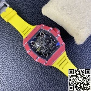 T+ Factory Richard Mille Replica Watches RM35-02 Carbon Fiber Case Yellow Tape
