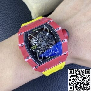 T+ Factory Richard Mille Replica Watches RM35-02 Carbon Fiber Case Yellow Tape