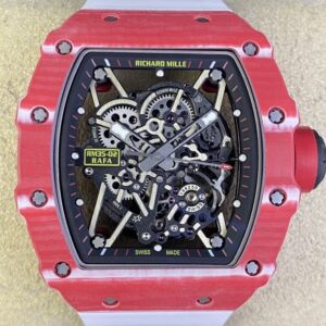 T+ Factory Richard Mille Replica Watches RM35-02 Carbon Fiber Case White Rubber Tapes