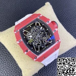 T+ Factory Richard Mille Replica Watches RM35-02 Carbon Fiber Case White Rubber Tapes