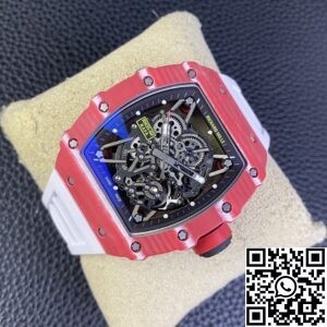 T+ Factory Richard Mille Replica Watches RM35-02 Carbon Fiber Case White Rubber Tapes