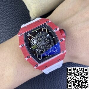 T+ Factory Richard Mille Replica Watches RM35-02 Carbon Fiber Case White Rubber Tapes