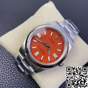 EW Factory Replica Rolex Oyster Perpetual M124300-0007 Coral Red Dial