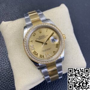 EW Factory Fake Rolex Datejust M126283RBR Gold Watch