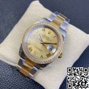 EW Factory Fake Rolex Datejust M126283RBR Gold Watch