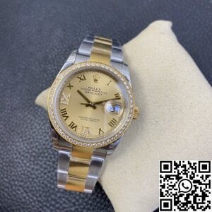 EW Factory Fake Rolex Datejust M126283RBR Gold Watch
