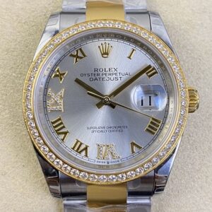 EW Factory Fake Rolexs Datejust M126283RBR-0012 Gold Watch