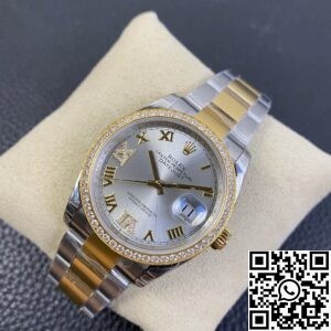 EW Factory Fake Rolexs Datejust M126283RBR-0012 Gold Watch