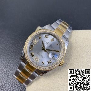 EW Factory Fake Rolexs Datejust M126283RBR-0012 Gold Watch
