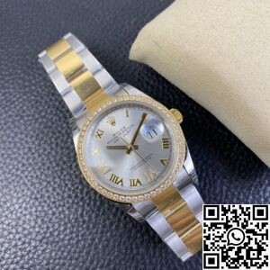 EW Factory Fake Rolexs Datejust M126283RBR-0012 Gold Watch