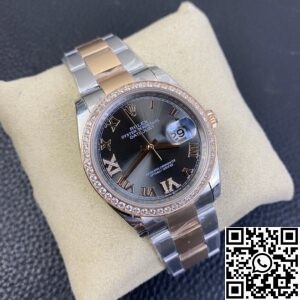 EW Factory Fake Diamond Rolex Watches Datejust M126281RBR-0011 Rose Gold Watch