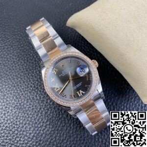 EW Factory Fake Diamond Rolex Watches Datejust M126281RBR-0011 Rose Gold Watch