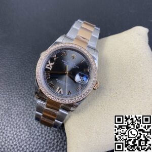 EW Factory Fake Diamond Rolex Watches Datejust M126281RBR-0011 Rose Gold Watch