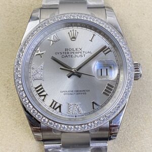 EW Factory Fake Rolex Datejust M126284RBR-0022 Silver Dial