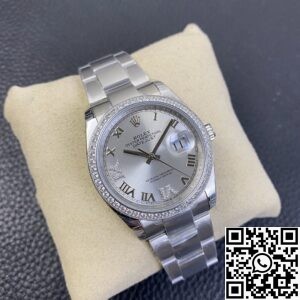 EW Factory Fake Rolex Datejust M126284RBR-0022 Silver Dial