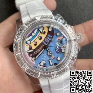 CH Custom Acrylic Clear Rolex Submariner Personalized Graffiti Dial Watch